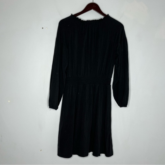 Garnet Hill Size XS Long Sleeve Black Peasant Dress Organic Cotton Boho - Picture 6 of 6